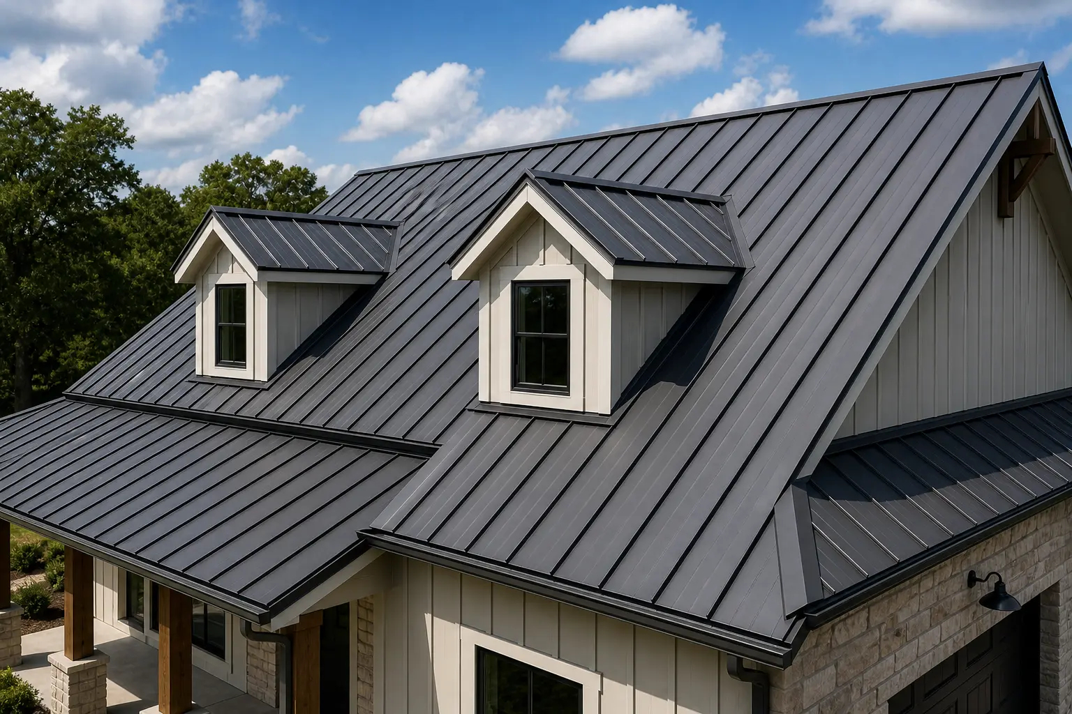 Standing seam metal roof on home in Southeast Texas